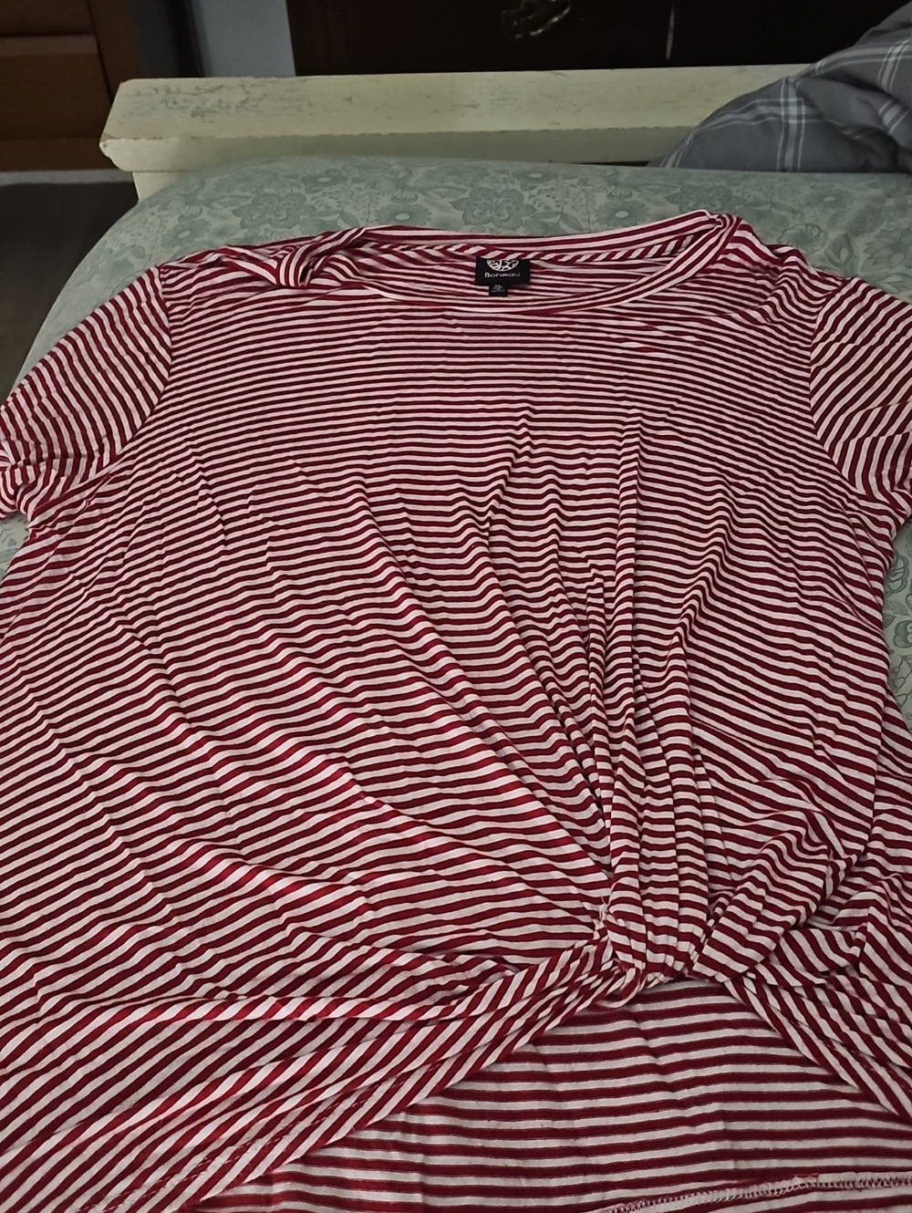 Bobeau Red and White Striped Tee
